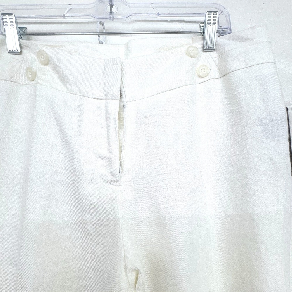 Worthington Womens White Linen Blend Wide Leg Sailor Button Trousers Size 10 NWT